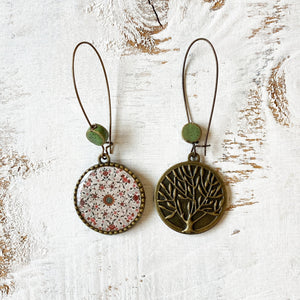 Hoop Earrings  with ceramic bead - Hawa Mahal - Jaipur, Painted dome