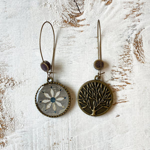 Hoop Earrings  with ceramic bead - Inalyed Floor, Orchcha