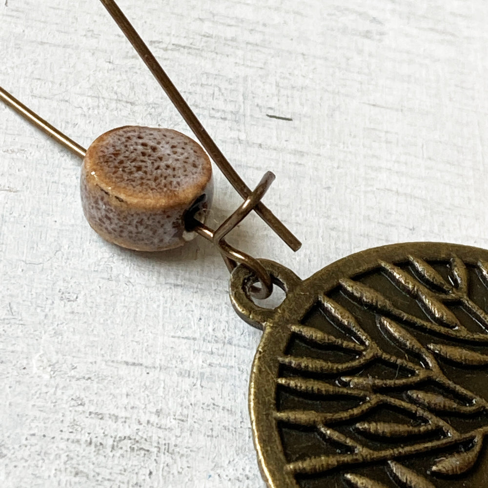 Hoop Earrings  with ceramic bead - Inalyed Floor, Orchcha