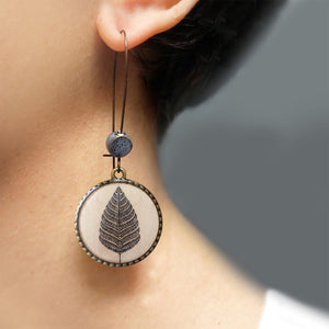 Hoop Earrings with ceramic bead - Patachitra Tree