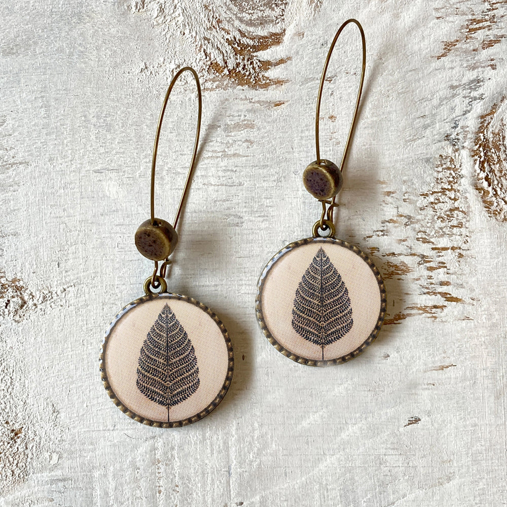 Hoop Earrings with ceramic bead - Patachitra Tree