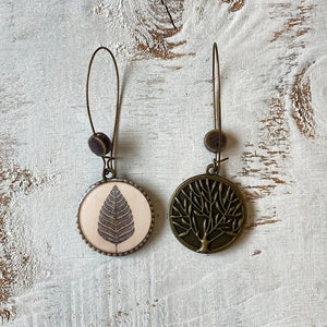 Hoop Earrings with ceramic bead - Patachitra Tree