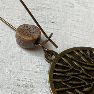 Hoop Earrings with ceramic bead - Patachitra Tree