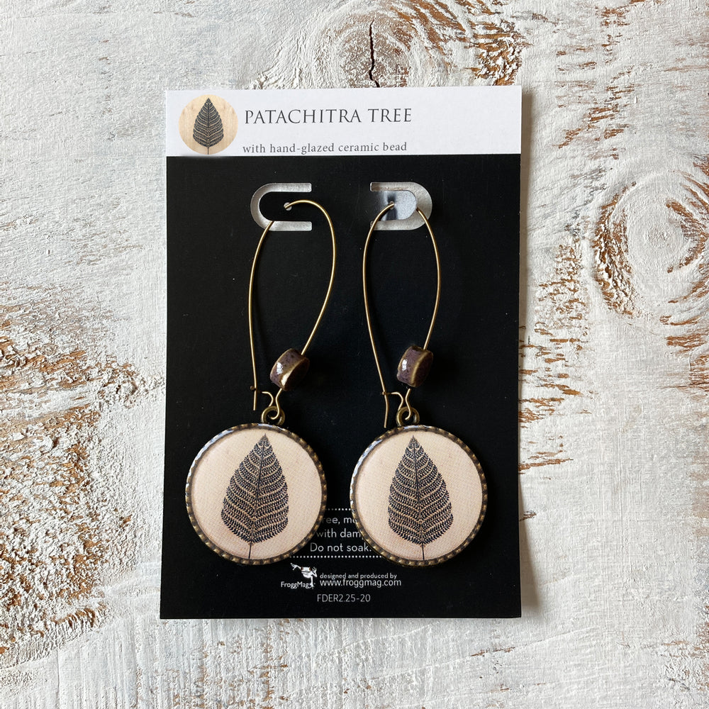 Hoop Earrings with ceramic bead - Patachitra Tree