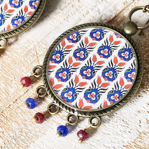 Balis with semiprecious stone - Mughal Motif Blue Red Detail Ceramic Plate