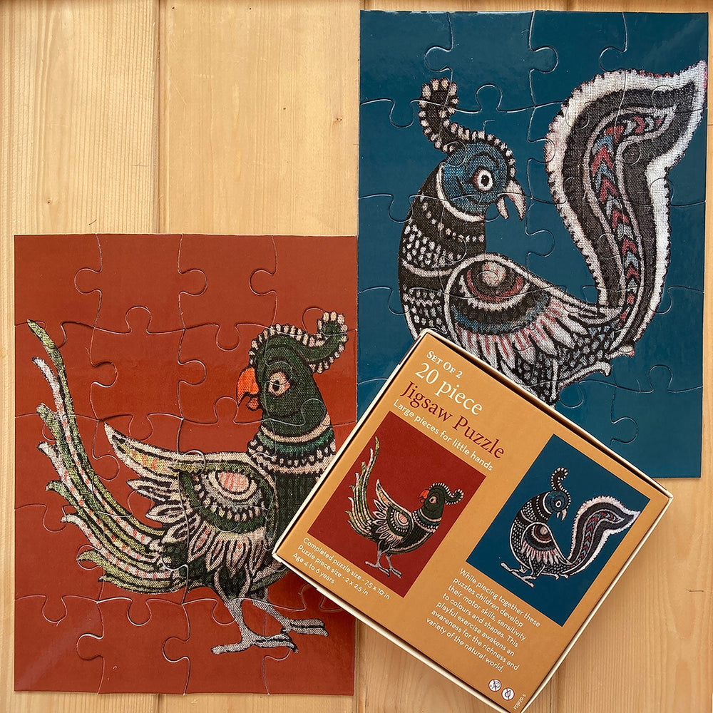 Jigsaw Puzzle 20 Pieces  - Kalamkari Parrot and Pigeon