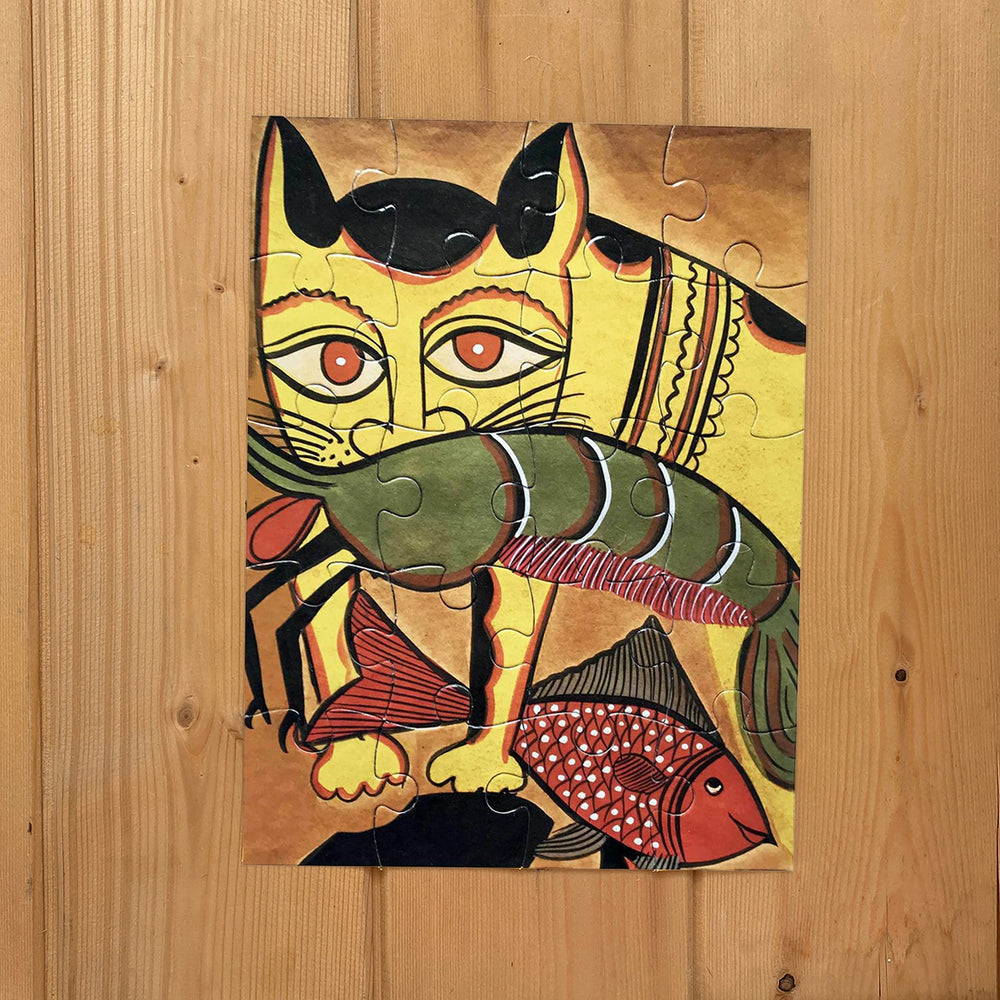 Jigsaw Puzzle 20 Pieces  - Kalighat Pat Cat