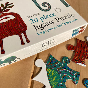 Jigsaw Puzzle 20 Pieces  - Bhil Elephant and Deer