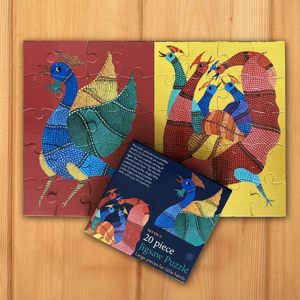 Jigsaw Puzzle 20 Pieces  - Gond Hen and Rooster