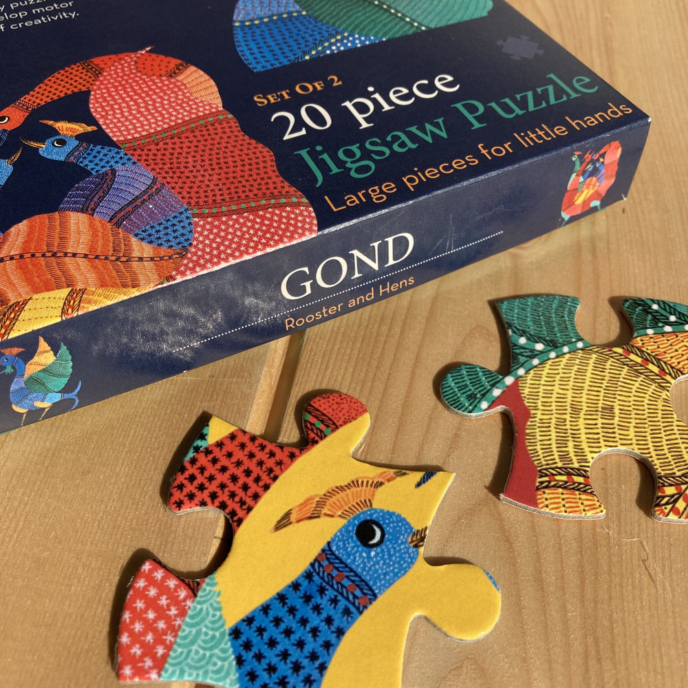 Jigsaw Puzzle 20 Pieces  - Gond Hen and Rooster