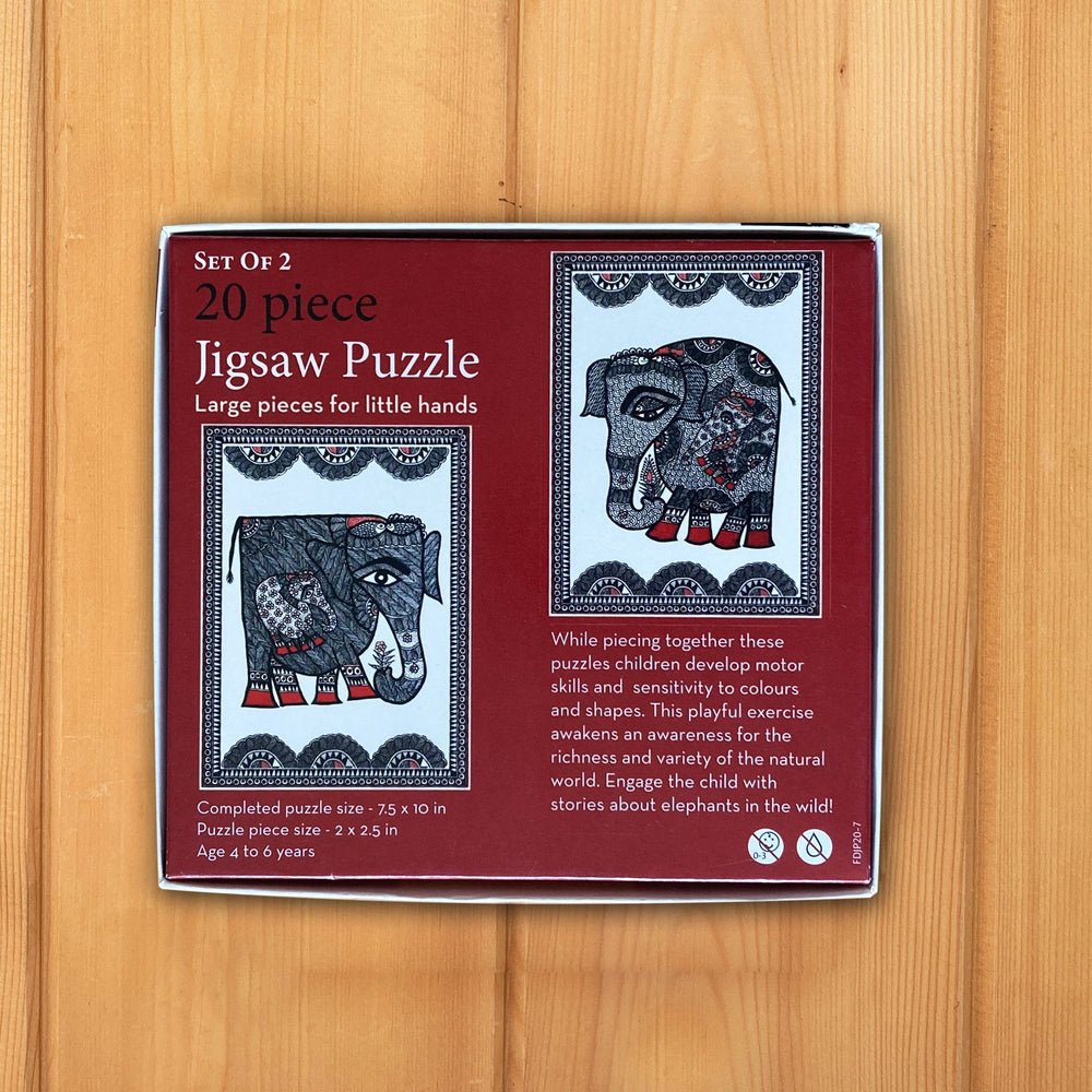 Jigsaw Puzzle 20 Pieces  - Madhubani Elephants