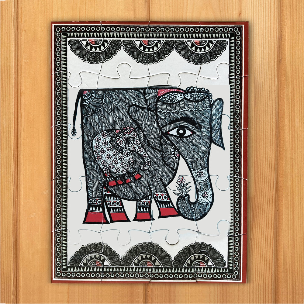 Jigsaw Puzzle 20 Pieces  - Madhubani Elephants