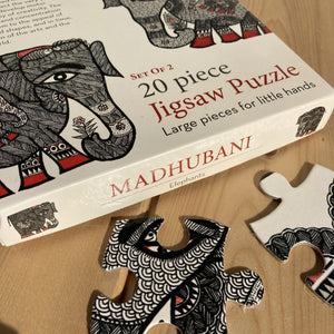 Jigsaw Puzzle 20 Pieces  - Madhubani Elephants