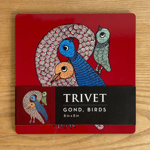 Trivet - square - Gond Birds