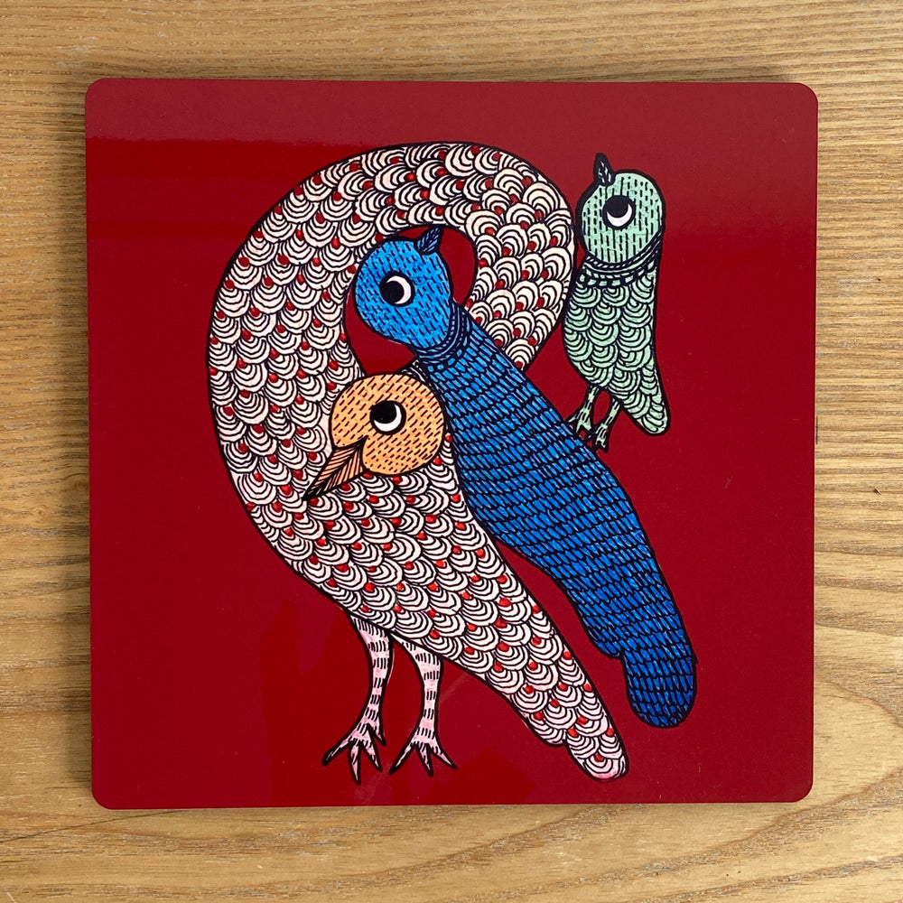 Trivet - square - Gond Birds