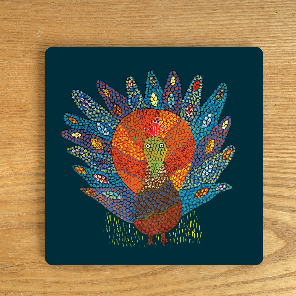 Trivet - square - Gond Peacock