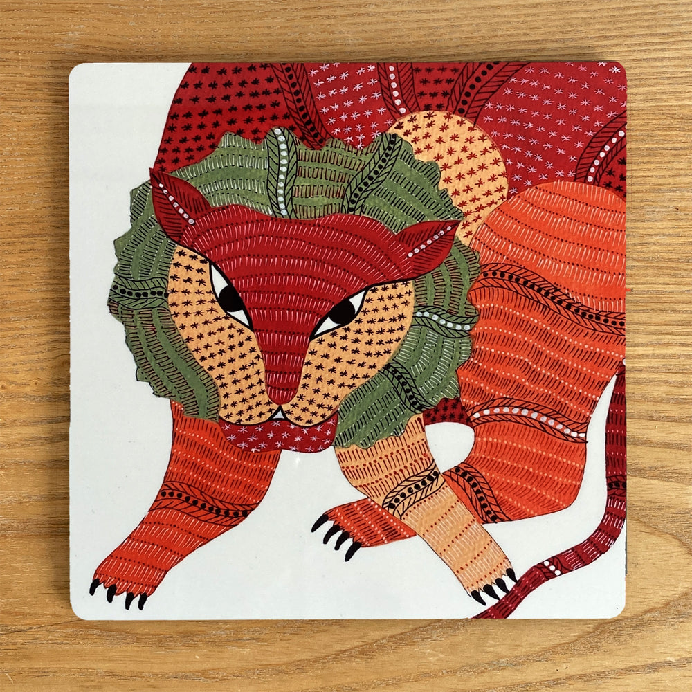 Trivet - square - Gond Lion