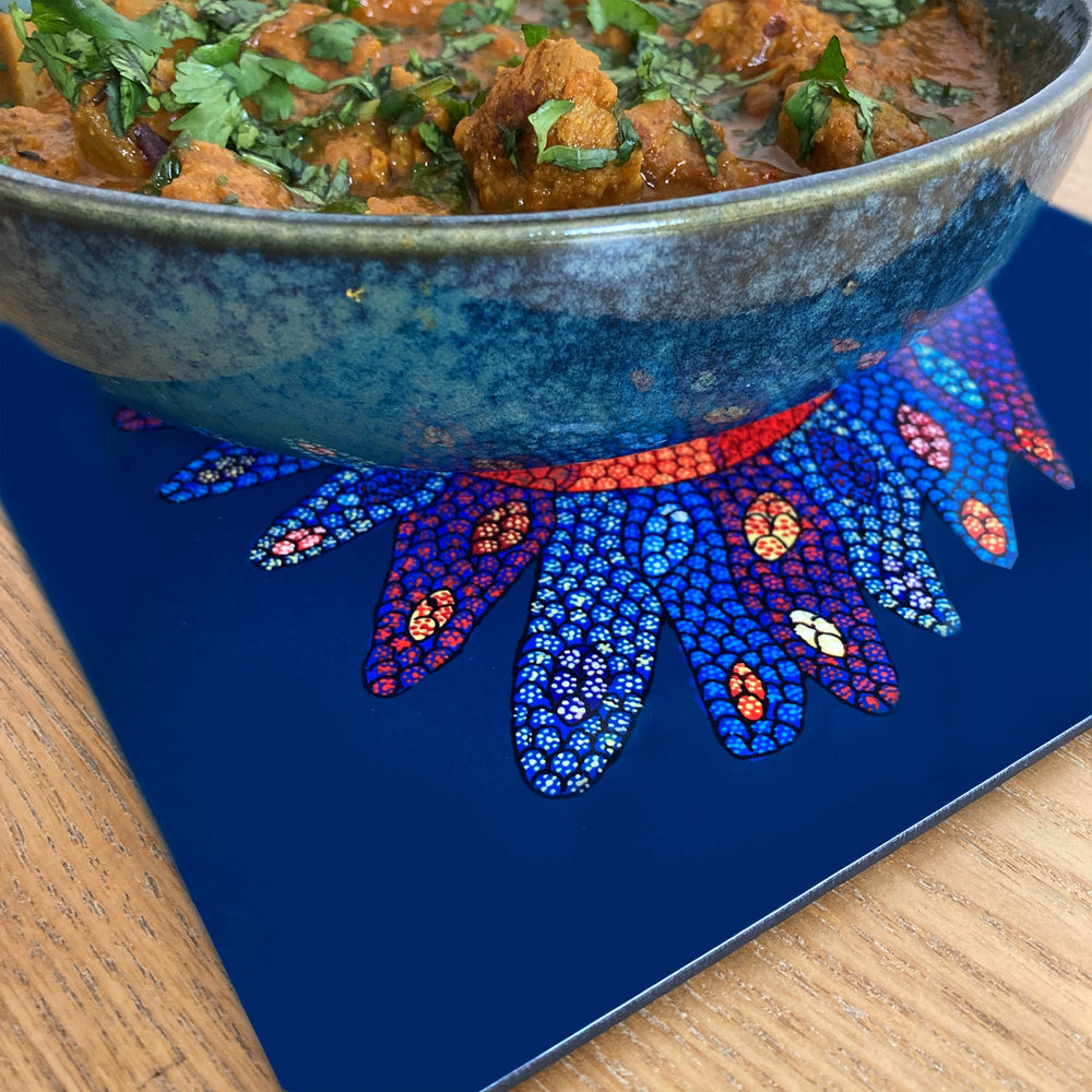 Trivet - square - Gond Peacock