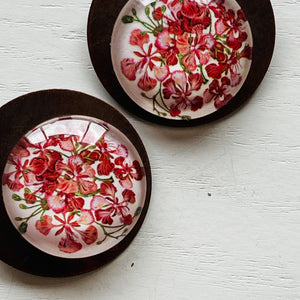 Round Copper Earrings with Glass - Gulmohar