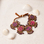Multicolor Kantha Silk Fabric and Repurposed Wood Bracelet with Beads