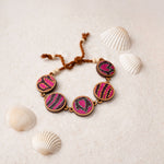 Multicolor Kantha Silk Fabric and Repurposed Wood Bracelet