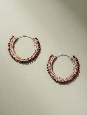 Hand Crochet Jute and Bead Hoops