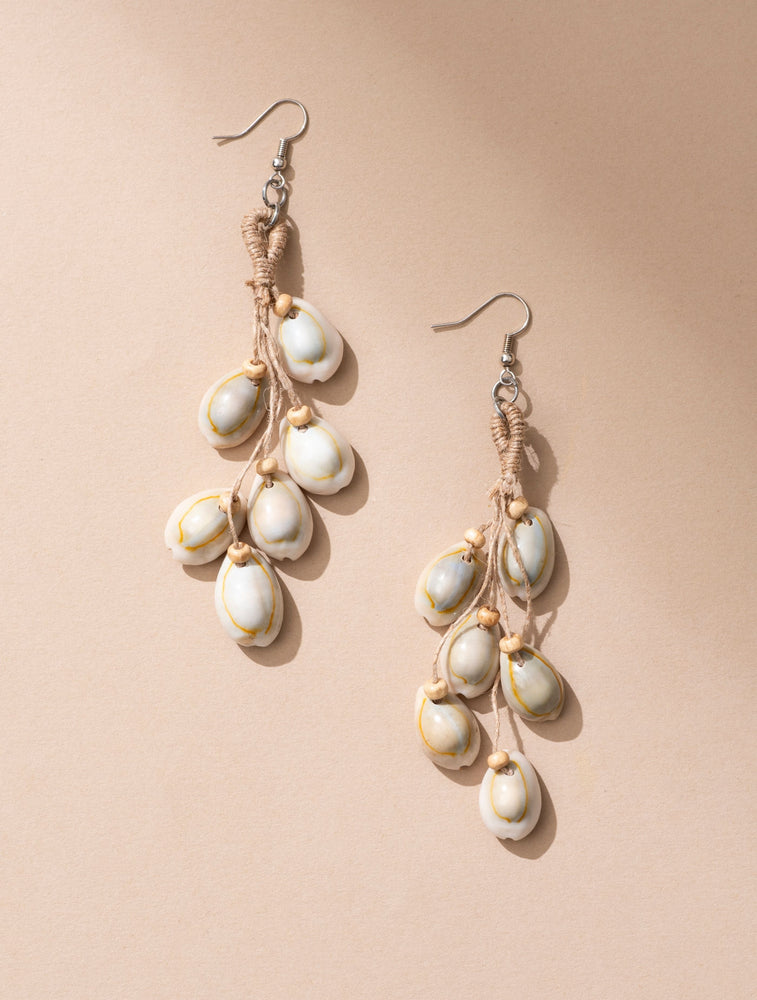 Trendy Jute And Cowry Earrings