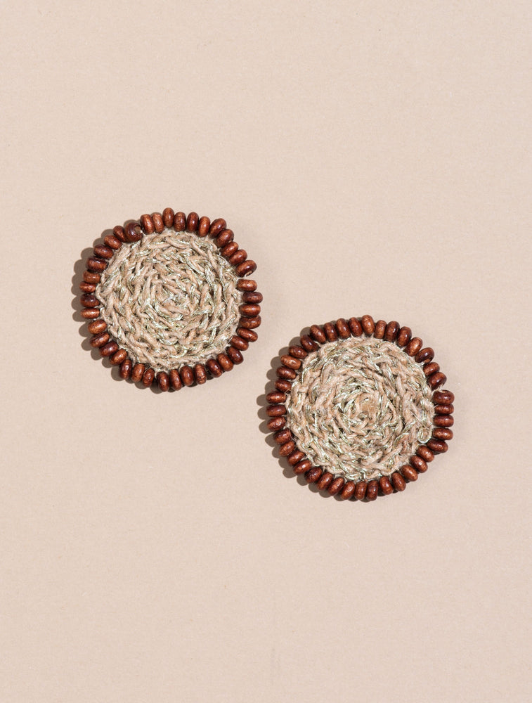 Jute and Wooden Beads Crochet Studs