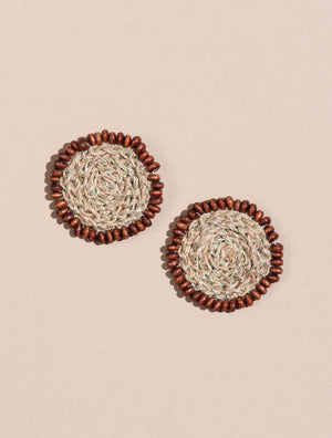 Jute and Wooden Beads Crochet Studs