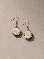Festive Grey, Gold and Silver Upcycled Fabric and Wood Earrings