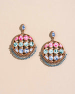 Handcrafted Multicolor Tie and Dye Wood and Fabric Earrings