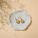 Yellow Repurposed Fabric and Wood Danglers