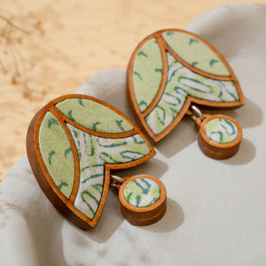 Green Bloom Repurposed Fabric and Wood Studs