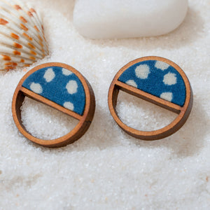 Indigo Blue Repurposed Fabric and Wood Stud