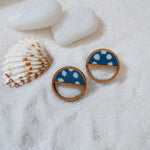 Indigo Blue Repurposed Fabric and Wood Stud