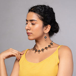 Black Fabric and Repurposed Wood Danglers