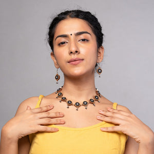 Black Fabric and Repurposed Wood Danglers