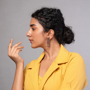 Ajrakh Black Repurposed Fabric and Wood Studs withBeads