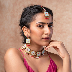 Kantha Columbia Blue Repurposed Silk Fabric and Wood Earrings