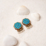 Turquoise Kantha Repurposed Silk Fabric and Wood Studs
