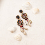 Hand Embroidered Multicolor Earrings with Shells