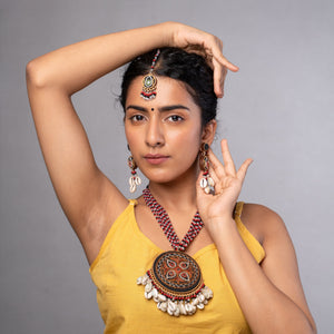 Hand Embroidered Multicolor Earrings with Shells