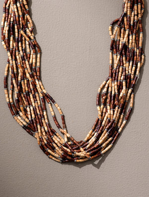 Handmade Multilayer Adjustable Jute, Wooden Beads and Metal Beads Statement Necklace