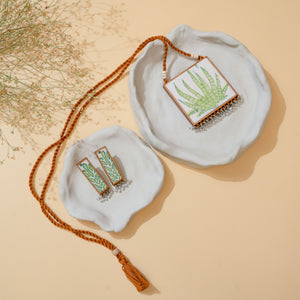 Two in One Floral Pink and Green Square Repurposed Fabric and Wood Pendant