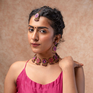 Multicolor Kantha Silk Fabric and Repurposed Wood Necklace