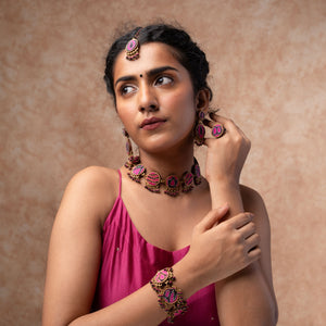 Multicolor Kantha Silk Fabric and Repurposed Wood Necklace