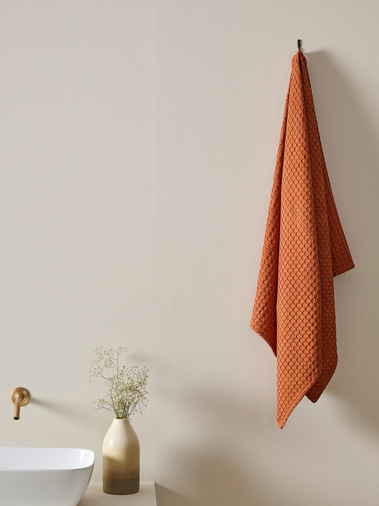 Honeycomb | Cotton Bamboo | Waffle | XL Bath Towel | Sienna