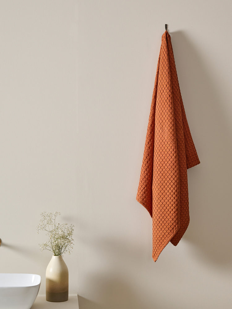 Honeycomb | Cotton Bamboo | Waffle | Bath Towel  | Sienna