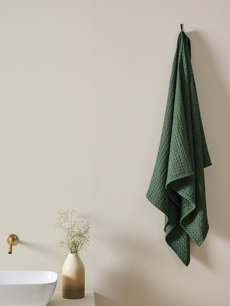 Honeycomb | Cotton Bamboo | Waffle | XL Bath Towel | Verde