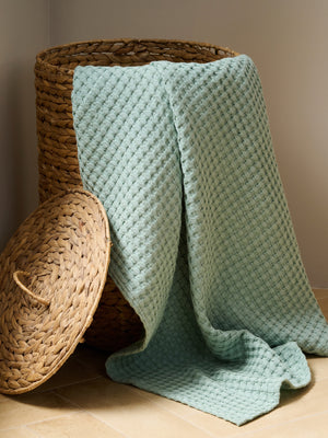 Chalk | Cotton | Waffle | Bath Towel | Stone Blue